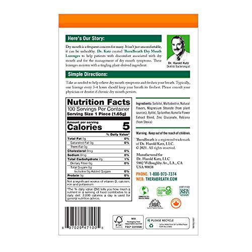 TheraBreath Dry Mouth ZINC Lozenges, Mandarin Mint Flavor, 100 Lozenges