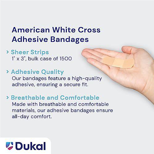 American White Cross 1314000 Sheer Adhesive Strips, Sterile, 1" x 3" Bulk, 150/Tray, 10 Tray/Case (Pack of 1500)