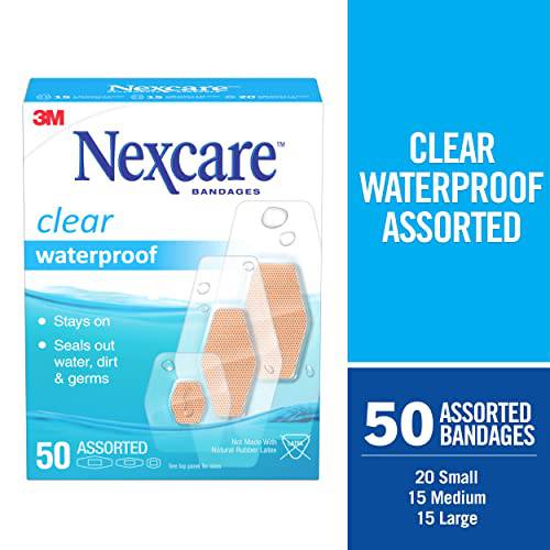 Nexcare™ Clear Waterproof Bandages 432-50-CA, Assorted Sizes, 50/Pack