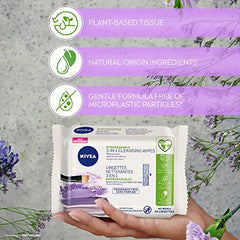 NIVEA 3-in-1 Biodegradable Face Cleansing & Makeup Removing Wipes for Sensitive Skin, 40 Wipes