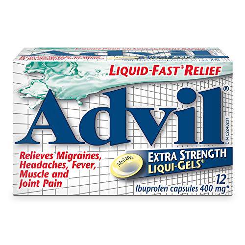 Advil Extra Strength Ibuprofen Pain Relief Liquid-Gels, Fast Acting Pain Relief for Migraine, Arthritis, Back, Neck, Joint, and Muscle Relief, 400mg (12 Count)