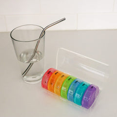 EZY DOSE Weekly (7-Day) Pill Organizer, Vitamin and Medicine Box, Large Pop-out Compartments, 2 Times a Day, Rainbow Colors