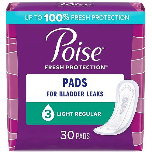 Poise Incontinence Pads, Light Absorbency, Regular Length, 120 Count (4 Packs of 30)