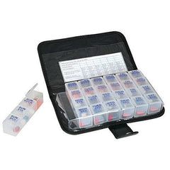 EZY DOSE Weekly (7-Day) Pill Organizer, Vitamin and Medicine Box, Large Pop-Out Compartments, 4 Times a Day, Clear Lids, Includes Carrying Case