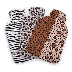 Bodico Cute Cheetah Print Novelty Gift Cozy Hot Water Bottle with Cover, 2L, Brown