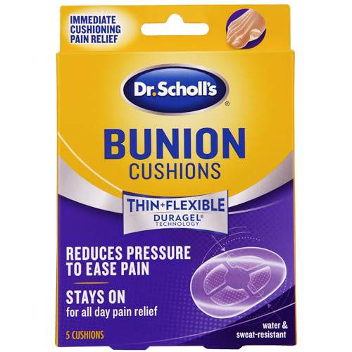 Dr. Scholl's BUNION CUSHION with Duragel Technology, 5ct. Cushioning Protection Against Shoe Pressure and Friction That Fits Easily in Any Shoe For Immediate and All-Day Pain Relief