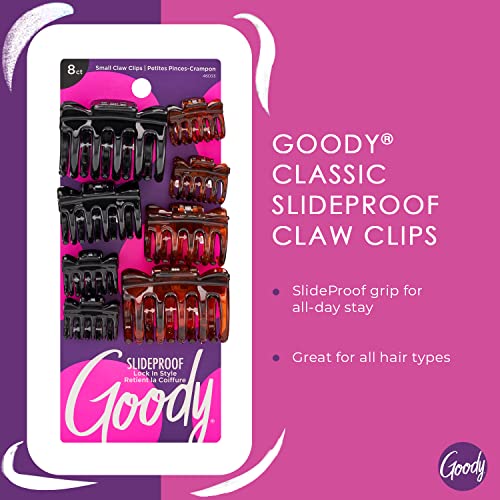 Goody Classics Assorted Claw Clips - Bow Tie Top, 8 Count (Pack of 1)