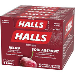 Halls Cherry Cough Drops 9 count, 20 Packs