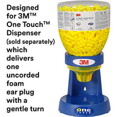 3M Ear Plugs, 500 Pairs/Refill Bottle for One Touch Dispenser, E-A-Rsoft Yellow Neons 391-1004, Uncorded, Disposable, Foam, NRR 33, Drilling, Grinding, Machining, Sawing, Sanding, Welding