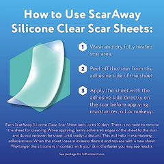 ScarAway Clear Silicone Scar Sheets, White, 10 Count