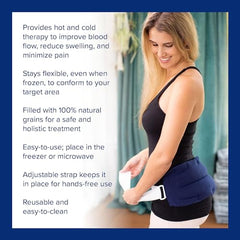 Carex Bed Buddy Back Wrap - Microwaveable Heating Pad - Moist Heating Pad and Cold Pack for Back Pain, Neck Pain, Muscle Pain Blue