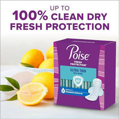 Poise Ultra Thin Incontinence Pads with Wings, Moderate Absorbency, Bladder Control Pads, 90 Count (3 Packs of 30)