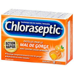 Chloraseptic Fast Acting Sore Throat Lozenges with Soothing Liquid Centre, Citrus Flavour, 18 Lozenges