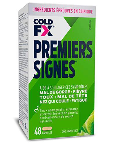 COLD-FX First Signs, Helps Relieve & Reduce Frequency, Severity & Duration of Cold and Flu Symptoms with North American Ginseng Extract, Echinacea, Andrographis & Zinc, 48 Capsules