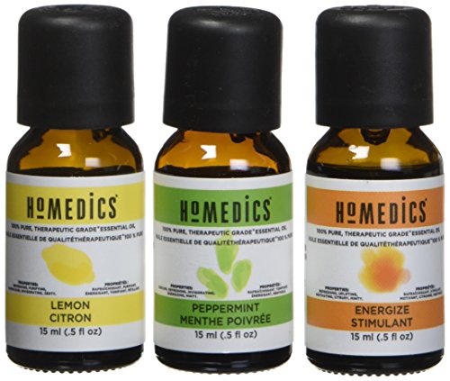 Homedics Assorted Oil 3 Pack Aromatherapy Therapeutic Essential Oil Sampler for a Diffuser