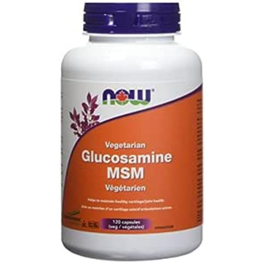 NOW Supplements Vegetarian Glucosamine and MSM Capsules, 120 Count