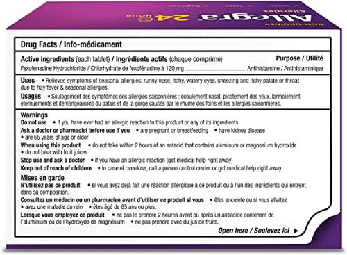 Allegra 24 Hour Allergy Medication, 120 mg, 30 Count Tablets, Non-Drowsy, Fast & Effective Multi-Symptom Relief, Relieves Runny Nose, Sneezing, Watery Eyes, Itchy Throat