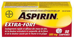 ASPIRIN Extra Strength 500mg, Fast & Effective Relief of Migraines, Headaches, Joint & Body Pain, Fever, Pain from Cold & Flu, 50 Tablets