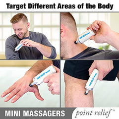 Point-Relief Mini Massager for Handheld Targeted Massage Therapy Relieve Muscle Pain, Tension, and Stress, White (14-1050)