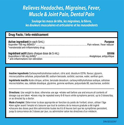 Children's Advil Dye Free Suspension, Blue Raspberry 230 Milliliter