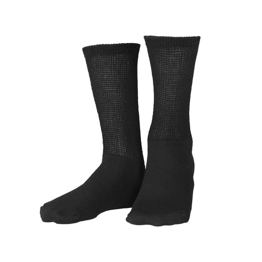 Truform Diabetic Socks for Men and Women, Medical Style Crew Length, Mid Calf Height, 3 Pairs, Black, Small