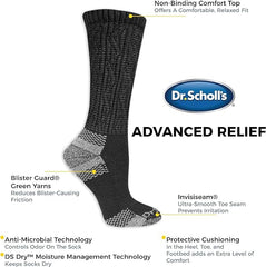 Dr. Scholl's Women's Advanced Relief Blisterguard Socks - 2 & 3 Pair Packs - Non-Binding Cushioned Moisture Management, White, 4-10