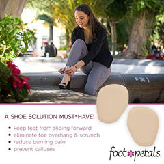 Foot Petals Women's Ball of Foot-3 Pairs Cushions, Metatarsal Pad, Lasting Comfort Relief, Prevent Toe Sliding, Overhang, Heels, Khaki, One Size