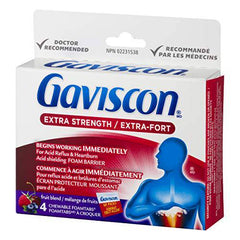 Gaviscon Extra Strength Tablets - 4 Count - Portable Chewable Foaming Antacid Tablets for Day & Night Heartburn Relief, Acid Reflux and GERD Relief, Fruit Blend - Free of Aluminum, Lactose and Gluten