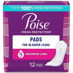 Poise Postpartum Incontinence Pads, Maximum Absorbency, Long, 12 Count