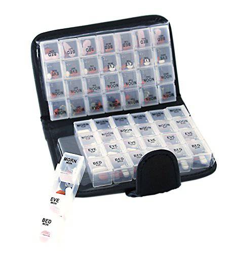 14 Day Pill & Vitamin Organizer 2 Weeks AM/PM 4 Doses a Day Travel Case Handy and Portable