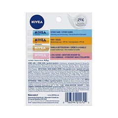 Nivea Hydrating Caring Lip Moisturizer Mix Pack, 4x4.8g Stick