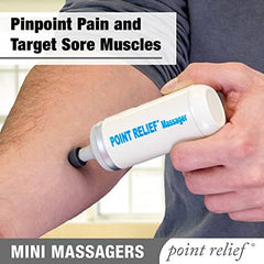 Point-Relief Mini Massager for Handheld Targeted Massage Therapy Relieve Muscle Pain, Tension, and Stress, White (14-1050)