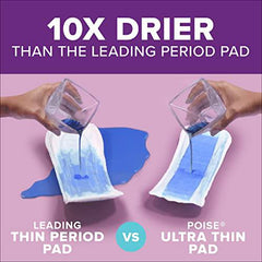 Poise Ultra Thin Incontinence Pads & Postpartum Incontinence Pads, 3 Drop Light Absorbency, Regular Length, 72 Count