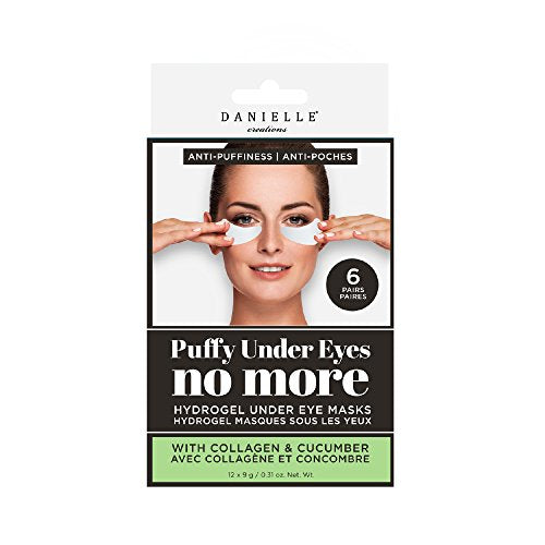 Danielle Puffiness No More Hydrogel Undereye Masks, 6 Pairs, Collagen & Cucumber, 6 Piece