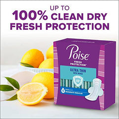 Poise Ultra Thin Postpartum Incontinence Pads with Wings, Light Absorbency, Regular Length, 66 Count