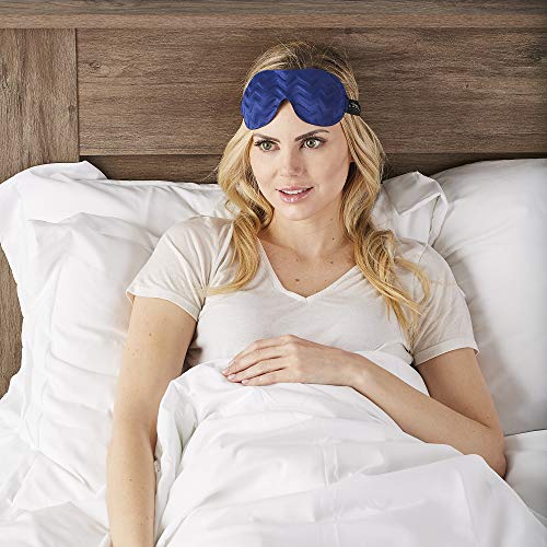 Bucky Chevron Pattern Ultralight & Comfortable Contoured Eye Sleep Mask for Travel & Sleep - Navy Chevron