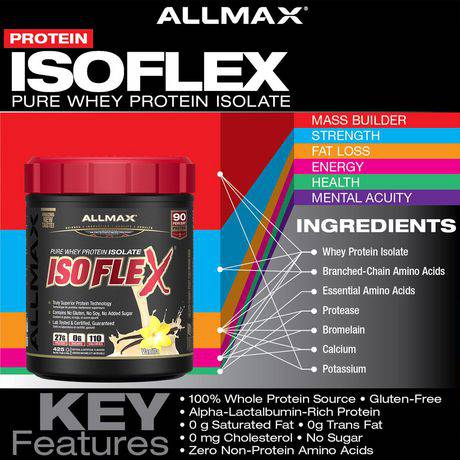 Allmax Isoflex Pure Whey Protein Isolate Vanilla Powder - Zecoya