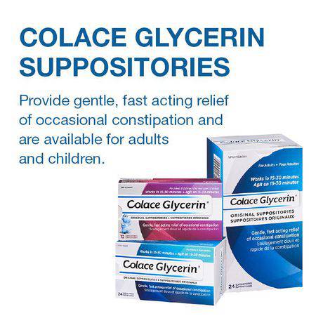 Colace Glycerin Suppositories - Childrens | Gentle Fast Acting Relief of Occasional Constipation - Zecoya