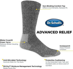 Dr. Scholl's mens 2 Pack Non-binding Diabetes and Circulatory Crew Socks, Black, 7-12