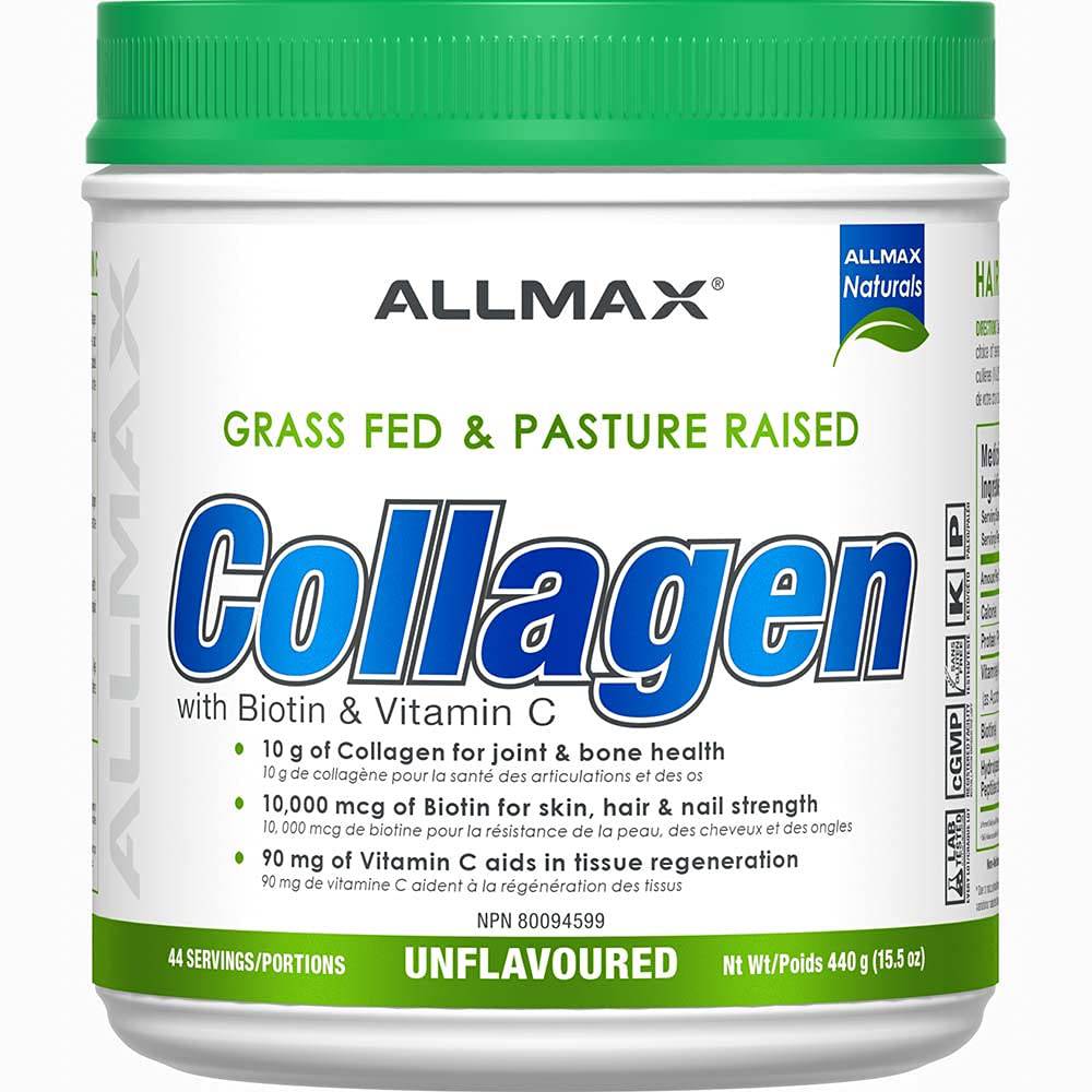 ALLMAX Collagen (with Biotin + Vitamin C) - Grass Fed & Pasture Raised - 440 Gram - 44 Servings