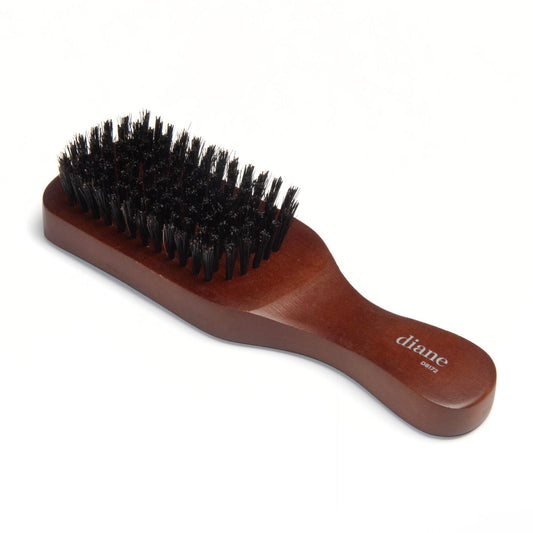 Diane Medium Firmness Reinforced Boar Bristle, Short Handle Style Wave Mens Hair Brush, Brown