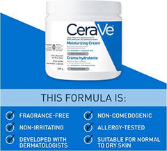 CeraVe Moisturizing Cream | Daily Face, Body & Hands Moisturizer for Dry Skin With Hyaluronic Acid and Ceramides for Women and Men. Sensitive skin, Oil-free, Non-comedogenic, Fragrance-Free, 539g +57g refill 2-pack