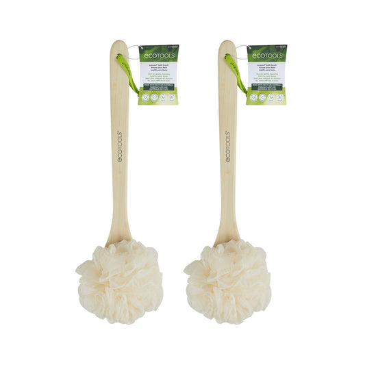 EcoTools Ecopouf Loofah With Bamboo Handle, Scrubber for Bath and Shower, Assorted Colors, Set of 2