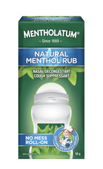 Mentholatum No Mess Natural Menthol Rub Roll On, Vapourizing Rub, Cough Suppressant & Nasal Decongestant, 50g