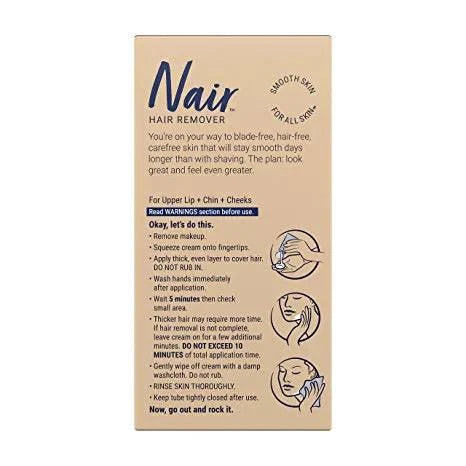 Nair Hair Remover Moisturizing Face Cream, with Sweet Almond Oil, 2OZ