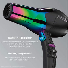 Conair INFINITIPRO 1875 Watt Ion Choice Hair Dryer, Rainbow Chrome Finish, Full Size