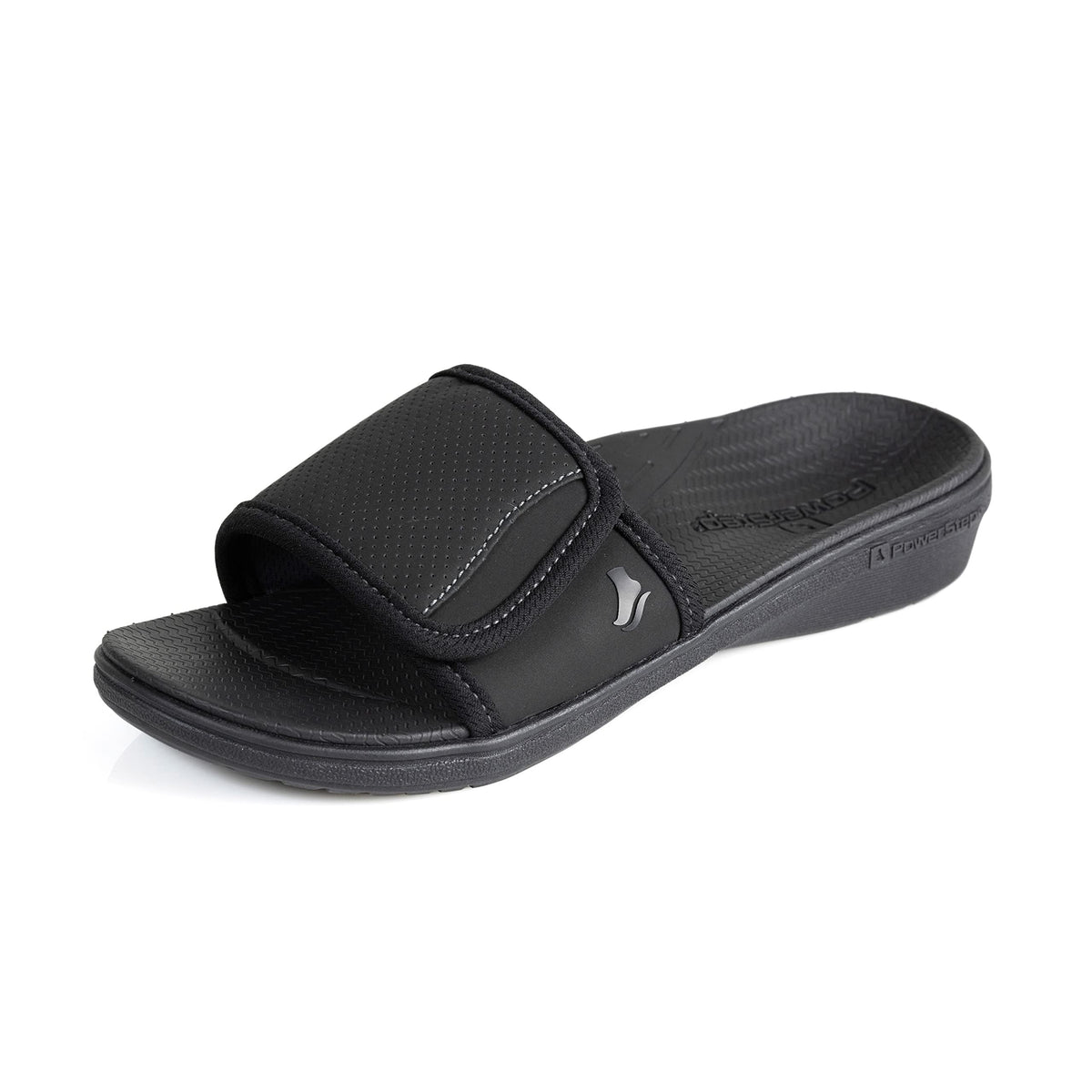 Powerstep Women's Arch Support, Plantar Fasciitis Relief Slide Sandal, Black - Blk, 6