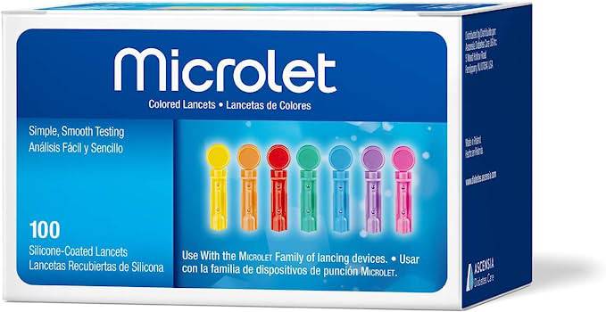 MICROLET Lancets for Glucose Blood Testing, Multi-Colored, 100 Count - Zecoya