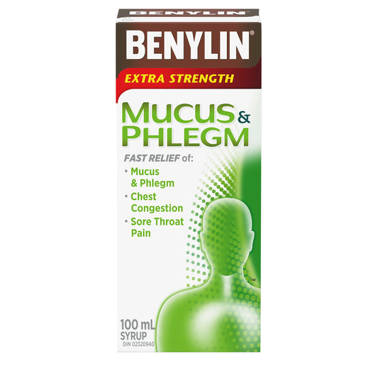 BENYLIN Extra Strength Mucus and Phlegm Plus Cough Control Syrup, Daytime, Relieves Mucus and Phlegm plus Dry Cough 100mL