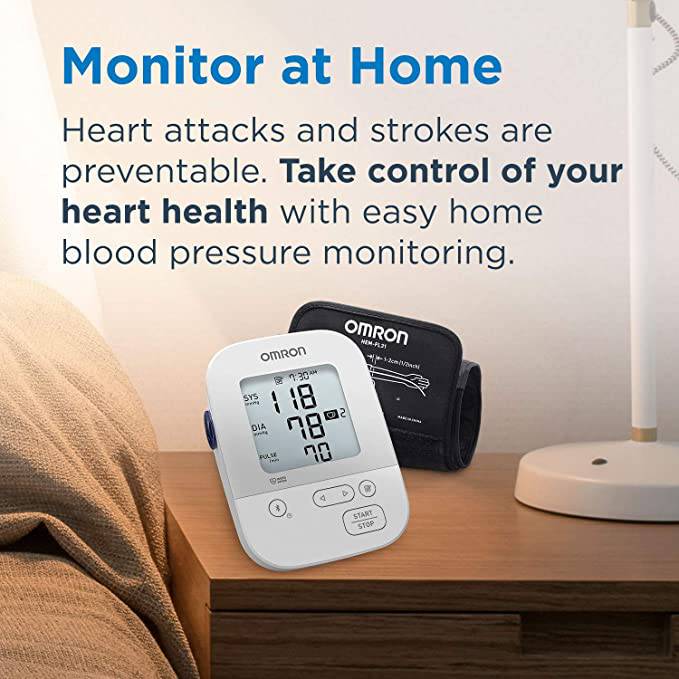 OMRON Silver Blood Pressure Monitor, Upper Arm Cuff, Digital Bluetooth® Blood Pressure Machine, Stores Up to 80 Readings - Zecoya